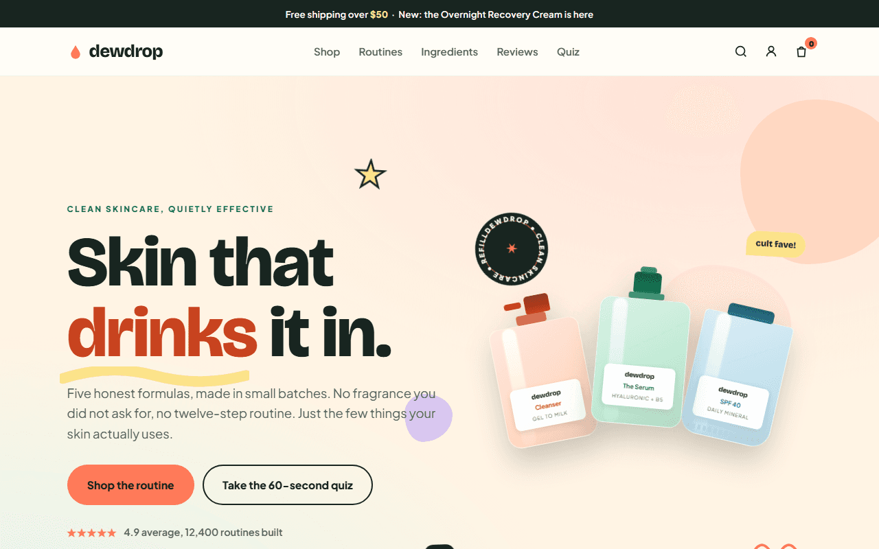 Dewdrop mockup screenshot